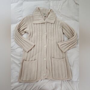 neiman marcus Exclusive cashmere Ribbed Cardigan Sweater Size M Beige